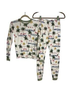 Burt’s Bees Kids Organic Cotton Deck the Palms Flamingo Size 14 Youth Pajama Set